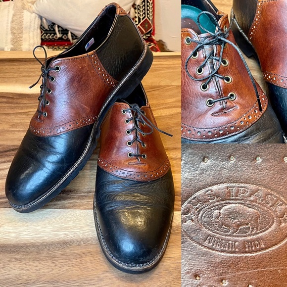 Trask Other - Bison H.S. Trask Leather Shoes | Saddle Two-Tone Brown Oxfords USA Mens Sz 11.5